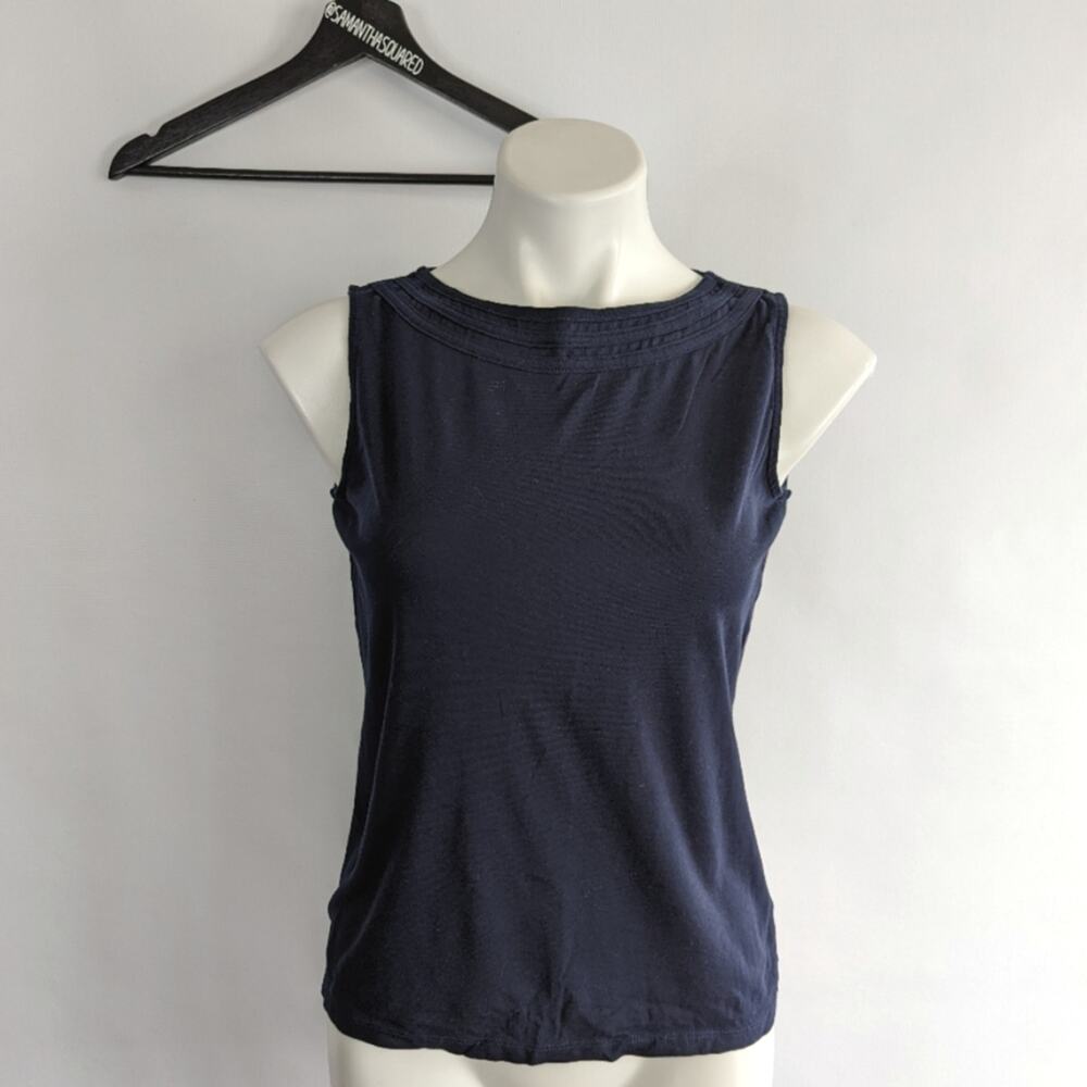 Talbots Navy Blue Crew Neck Sleeveless Top sz Small Petite